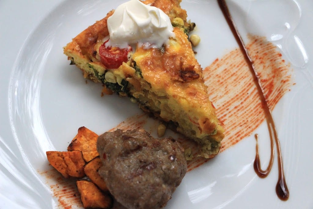 Vegetable frittata with sausage and sweet potatoes