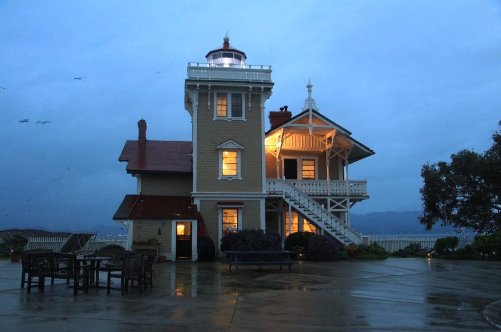 Exterior of the East Brother Light Station at Dusk