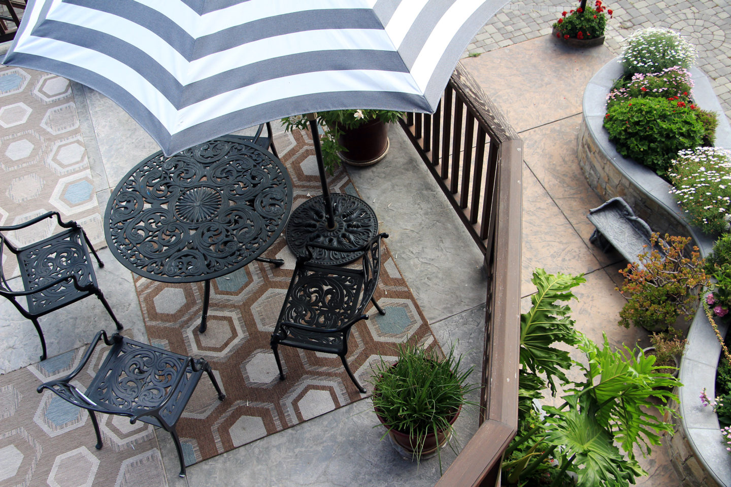 One of the patios at the Coachman's Inn