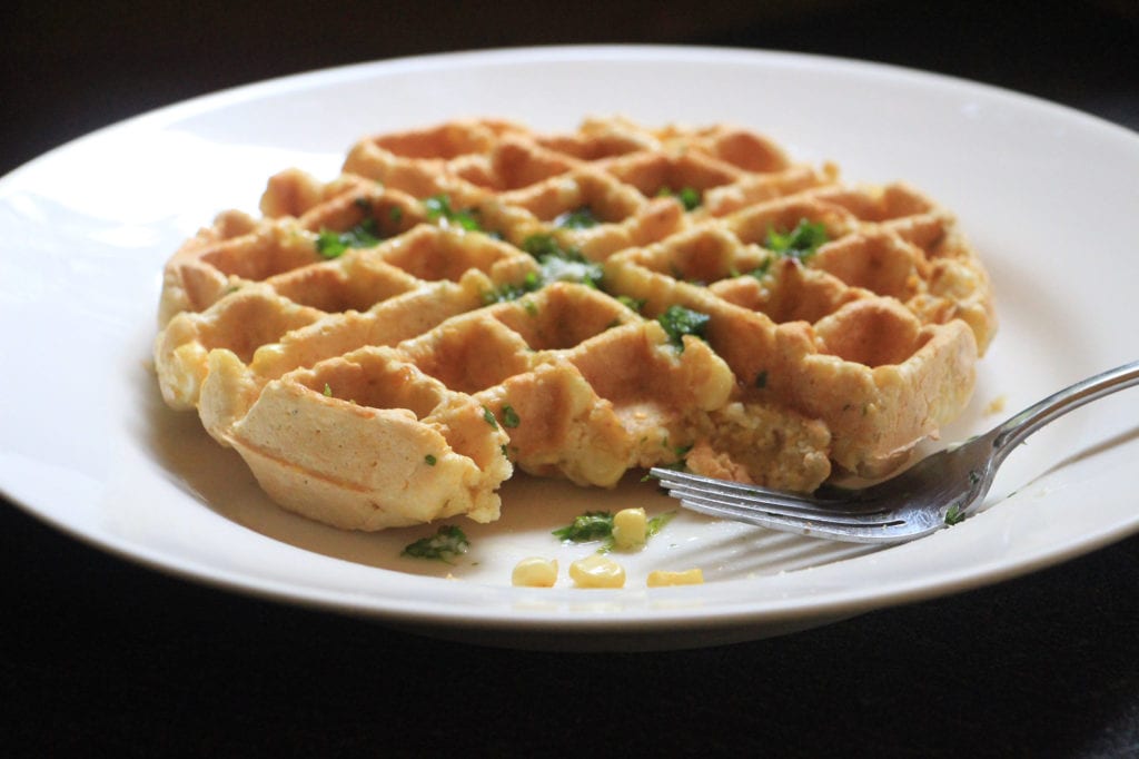 Carter House Inn's fresh corn waffles with cilantro butter