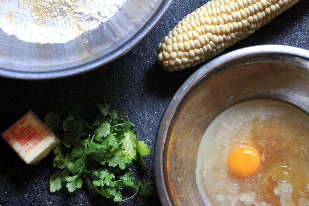 Ingredients for Carter House Inn's fresh corn waffles with cilantro butter