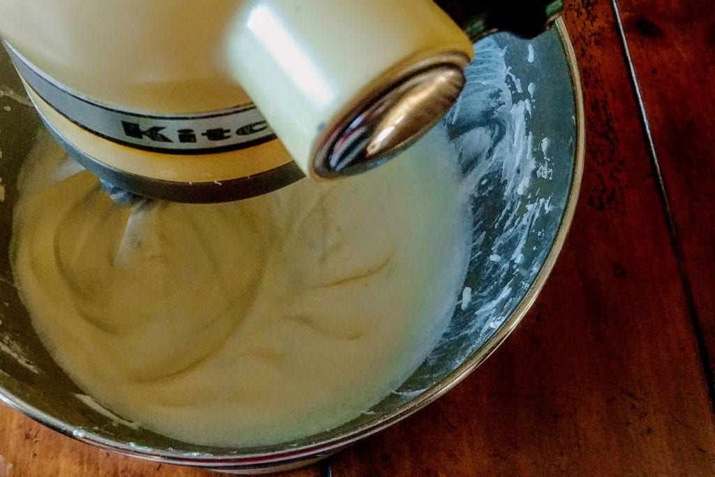 Whip the herbed crème fraiche to stiff peaks