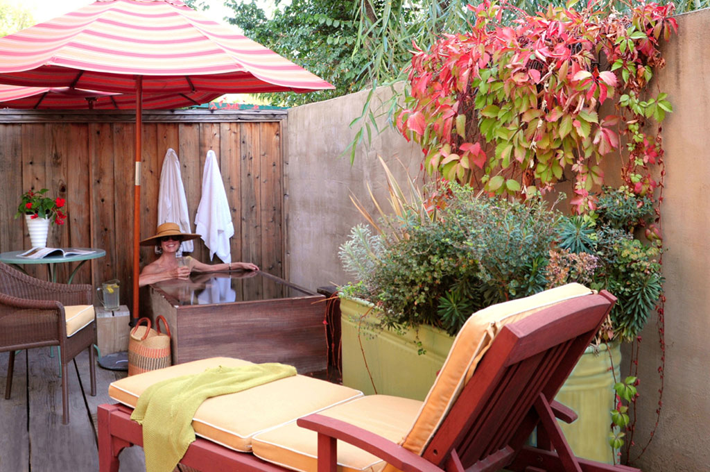 Japanese ofuro soaking tub at the Tallman Hotel