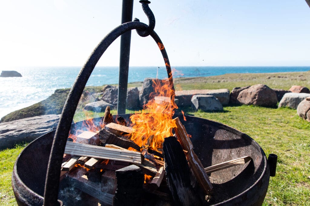 Fire kettle overlooking the ocean at Inn at Newport Ranch