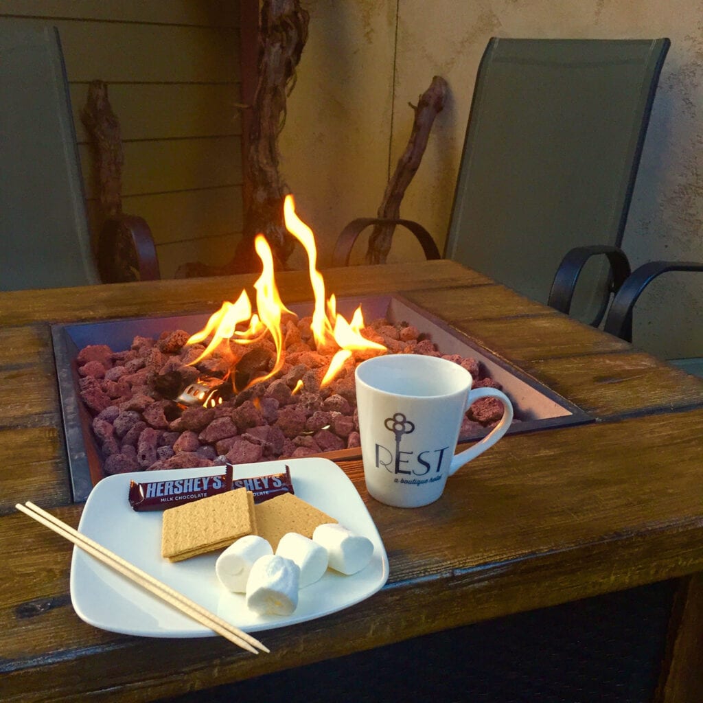 Fire pit at Rest, a Boutique Hotel