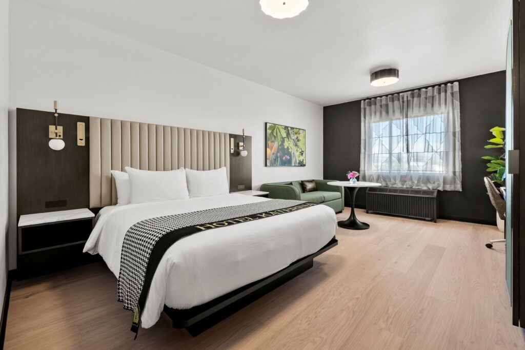 modern hotel guest room a king bed