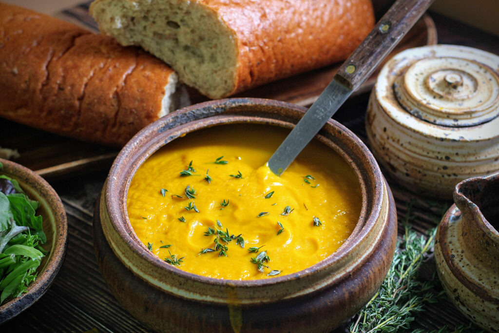 Warm carrot soup from East Brother Light Station
