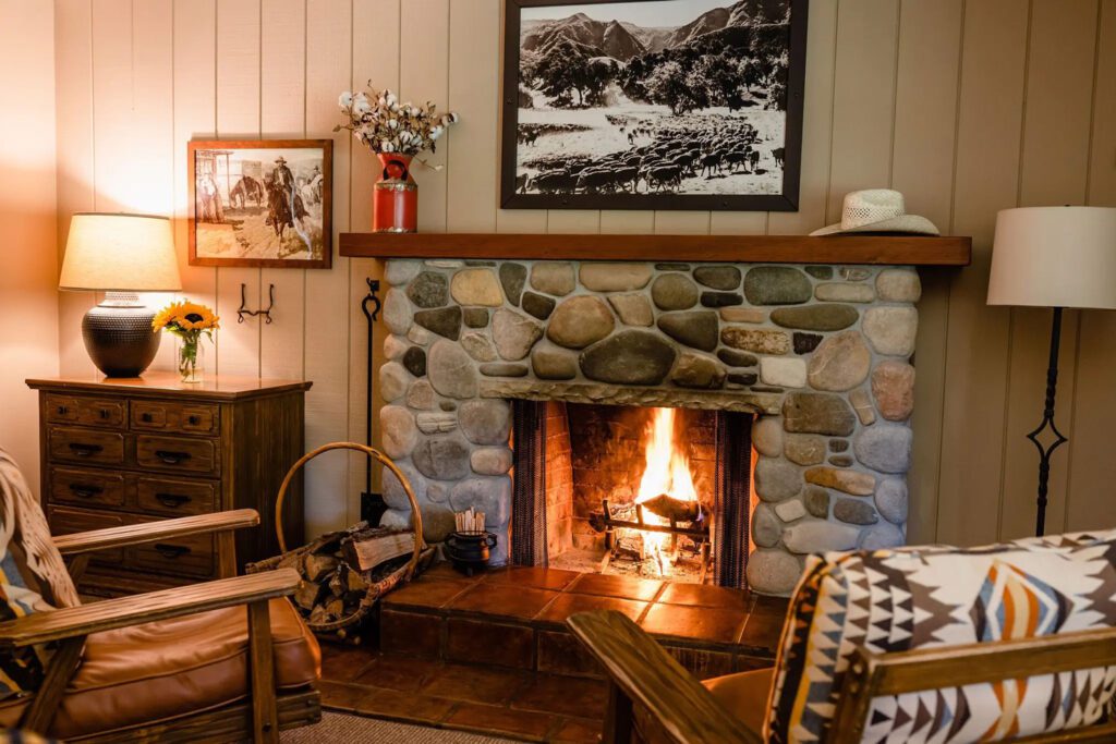 Wood burning fireplace