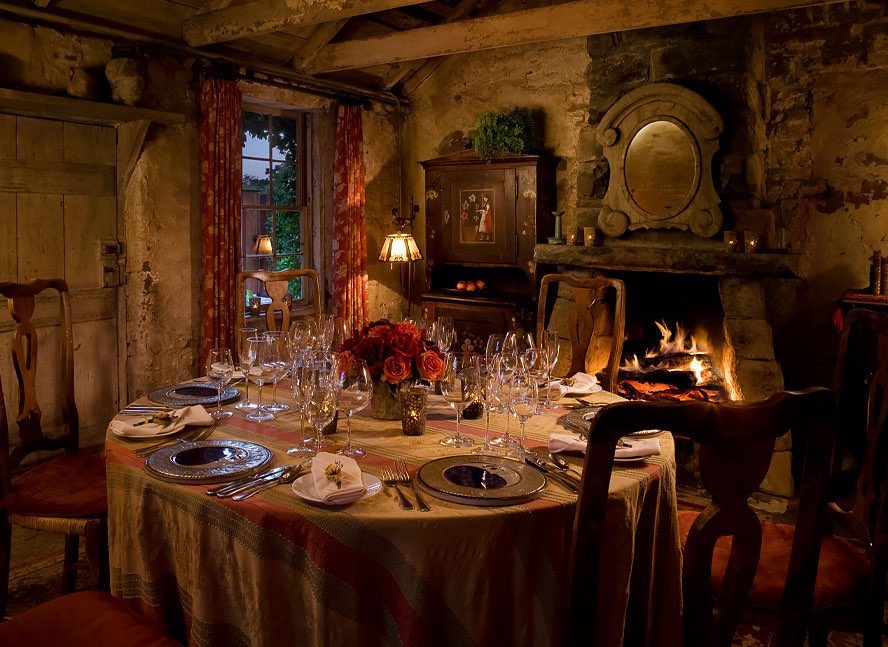 Fireplace inside the Old Adobe at San Ysidro Ranch