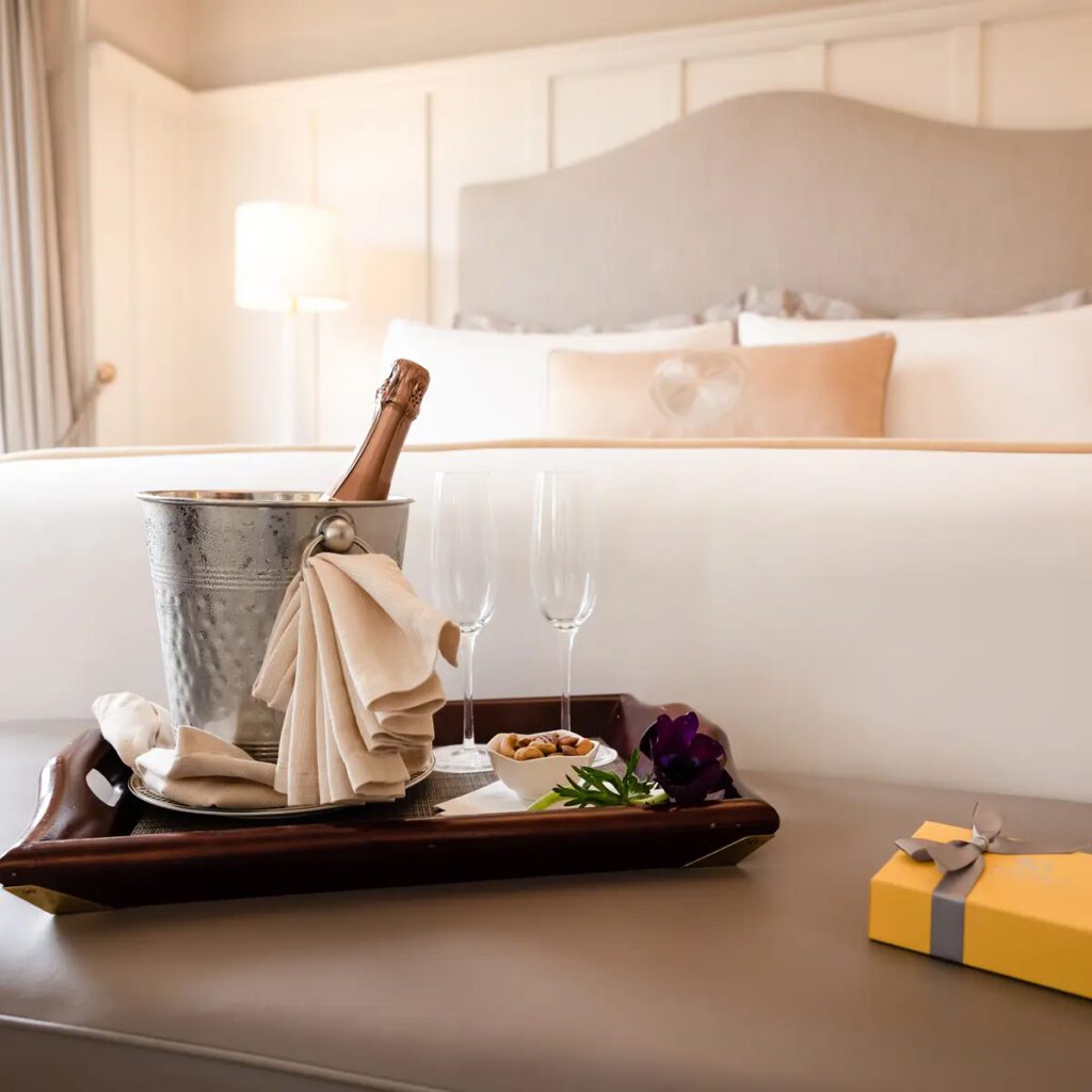 Champagne served in room at Hotel Drisco