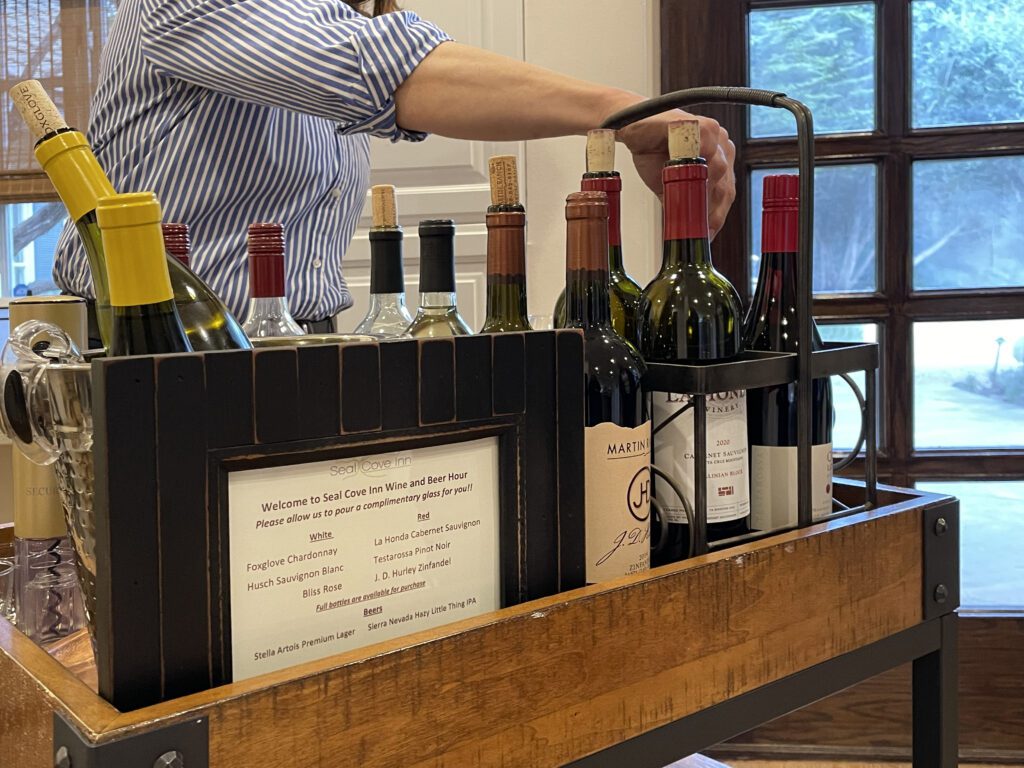 Wine hour at Seal Cove Inn