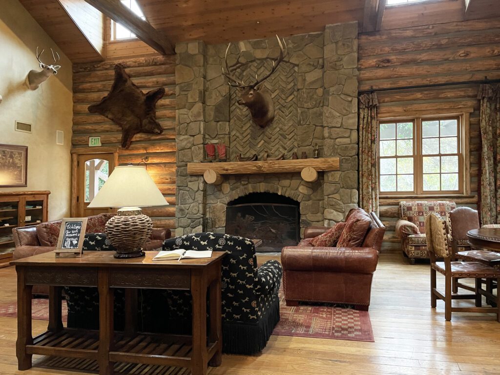 Great room in Circle Bar B's historic main lodge