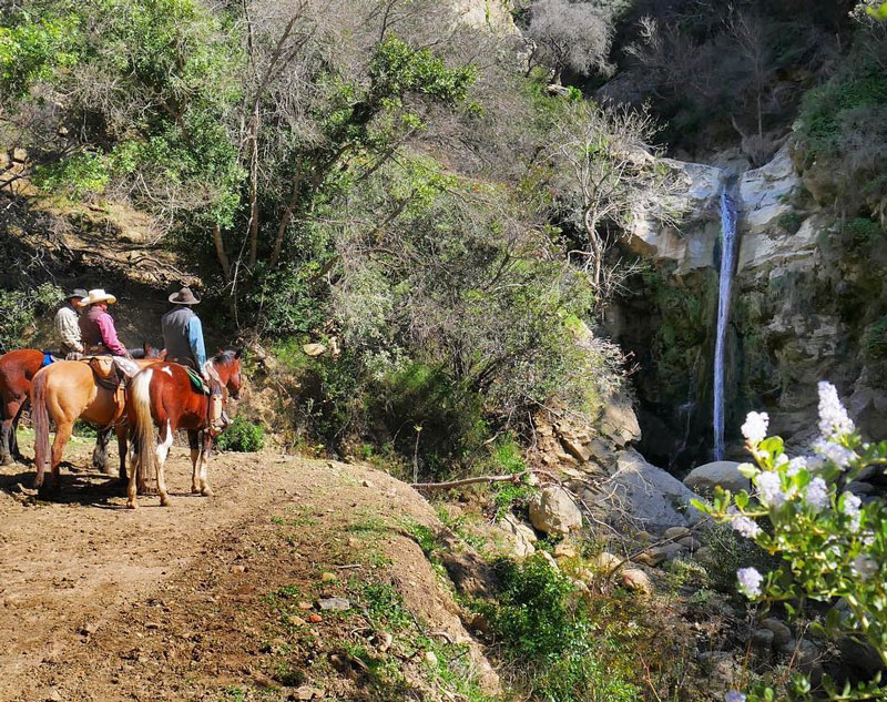 Waterfall along the trail at Circle Bar B