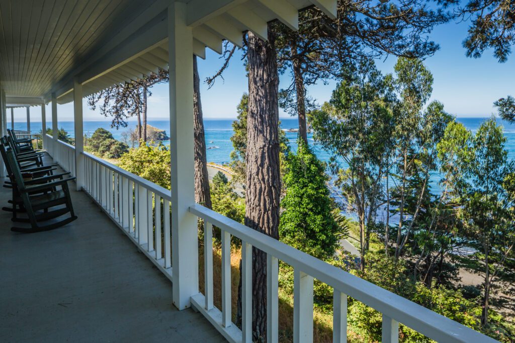 Veranda of the traditional guest rooms at Little River Inn