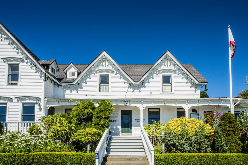 Exterior of the Little River Inn featuring the original 1853 Victorian