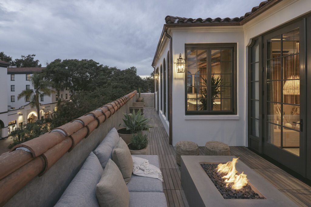 Outdoor fire pit for Drift Santa Barbara's rooftop penthouse suite