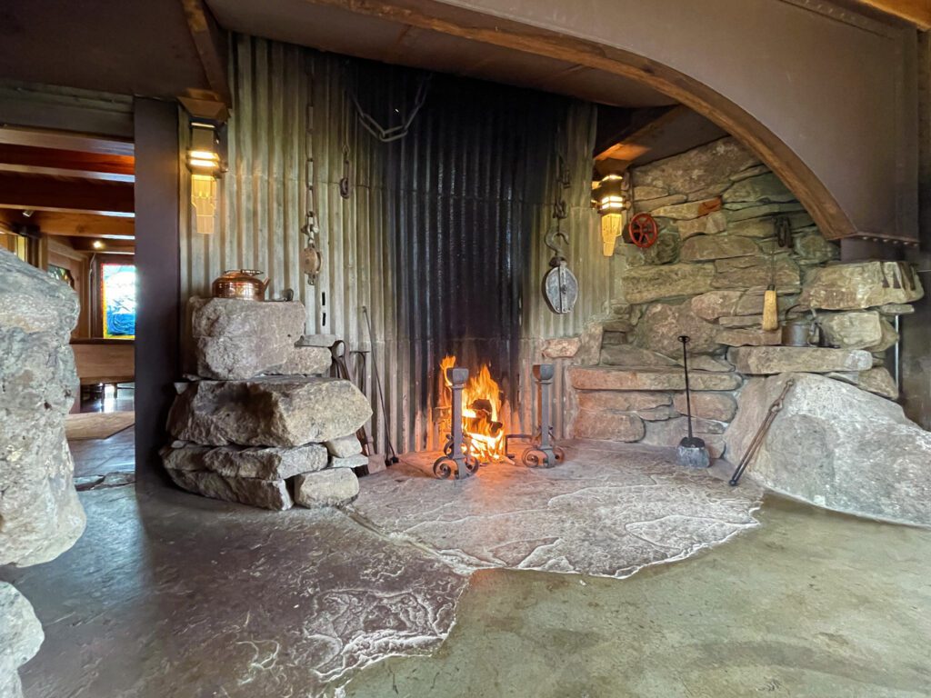 Walk-in fireplace at The Inn at Newport Ranch