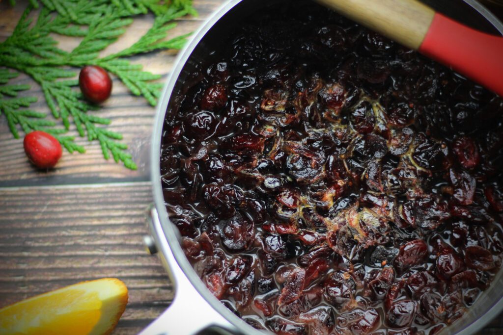 Soaking the cranberries in Cointreau