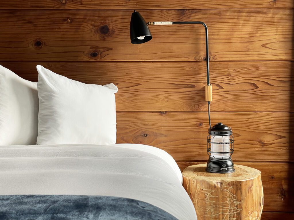 Guest room detail at Timber Cove Resort