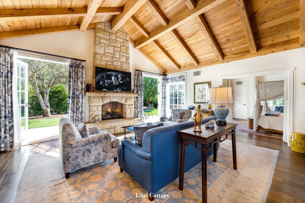 Living room of the Lilac Cottage at San Ysidro Ranch