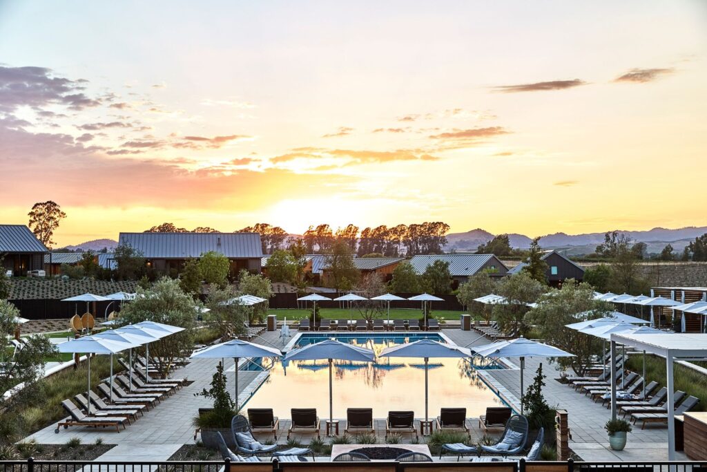 The Lavender Pool at Stanly Ranch at sunset