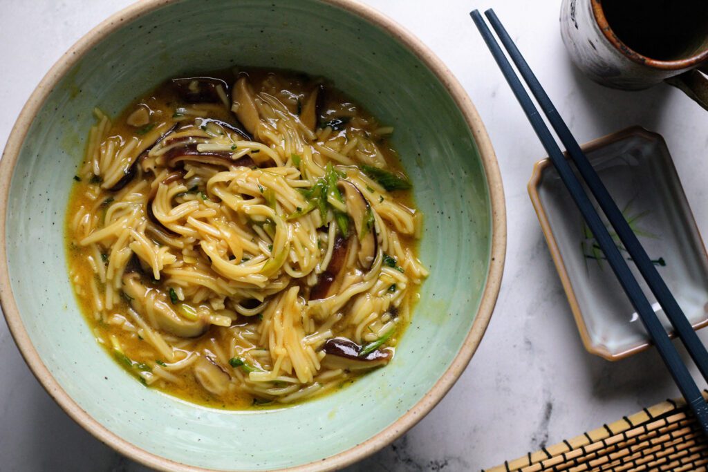 Sesame Somen Noodles with Shiitake Mushrooms