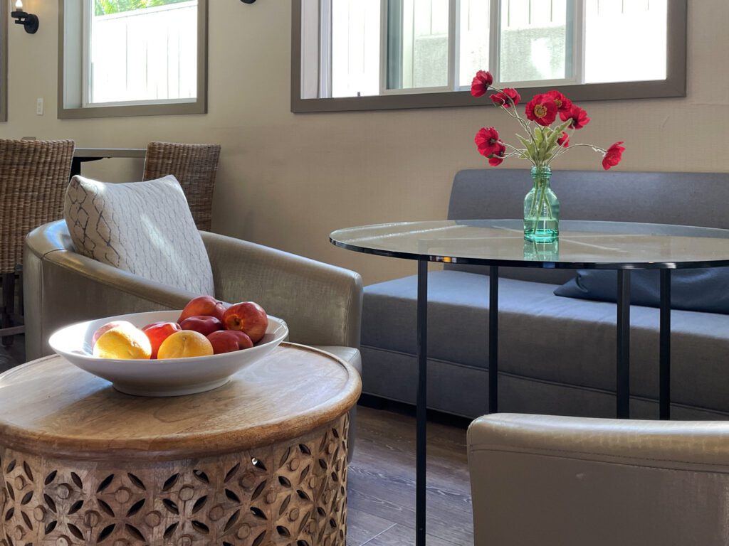 Lobby seating at Aurora Hotel