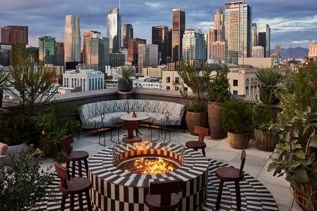 Rooftop fire pit at Downtown L.A. Proper Hotel