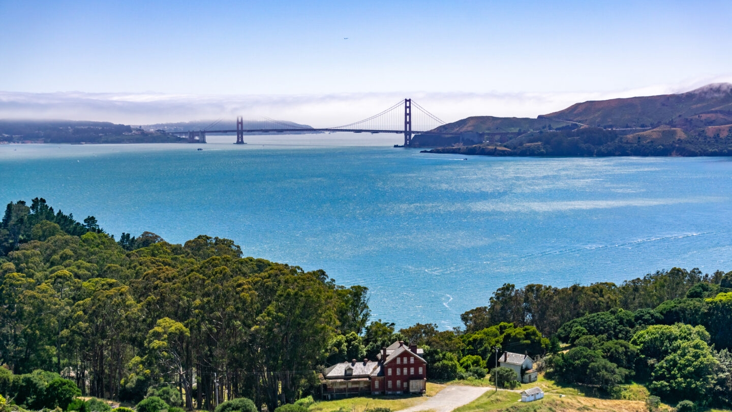 Golden Gate bridge as seen from Angel Island, California