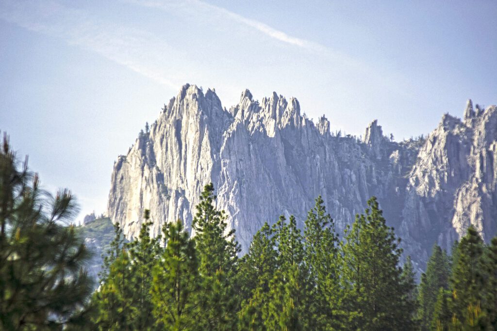 The towering granite spires of Castle Crags State Park