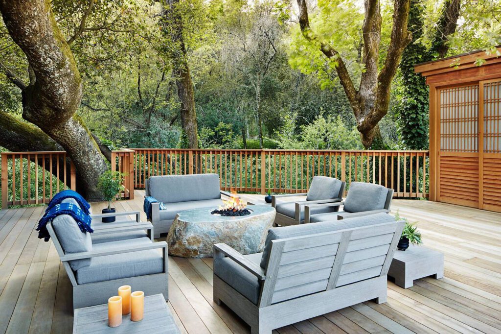 Granite fire pit on the Moon Deck at the Gaige House