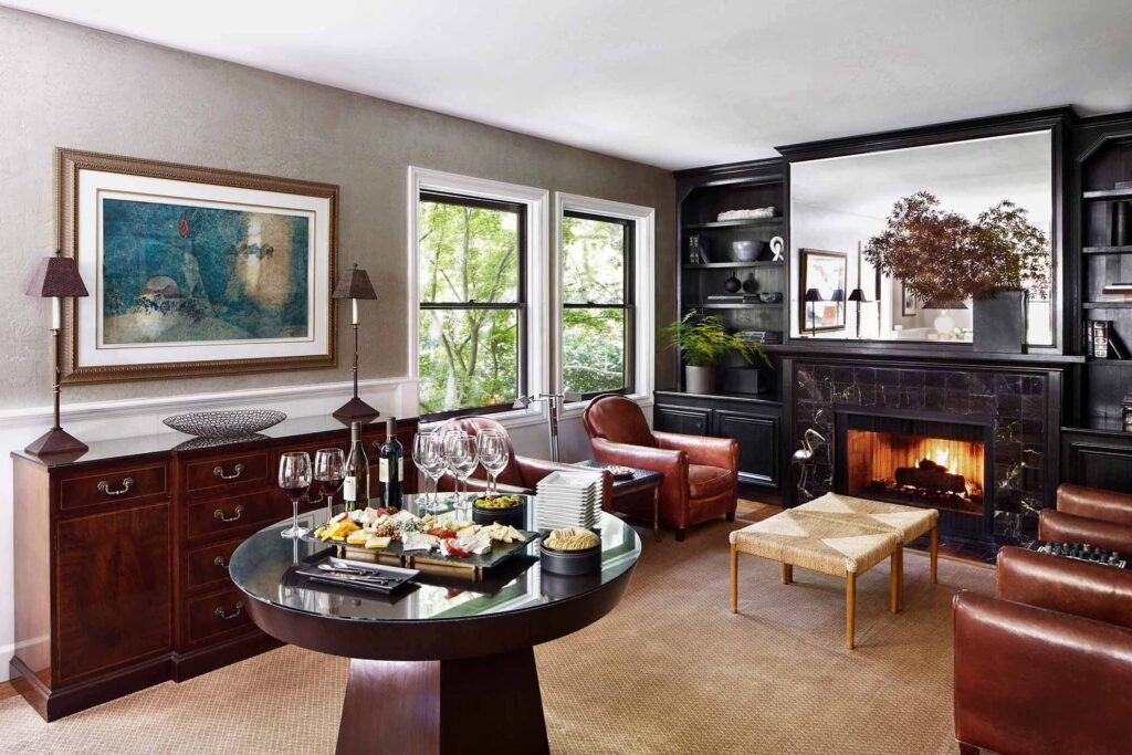 Wine hour in the parlor at the Gaige House