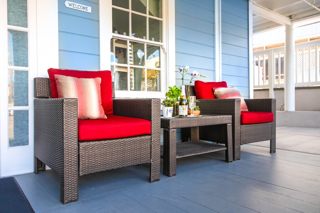 Main house porch at Ocean Echo Inn & Beach Cottages