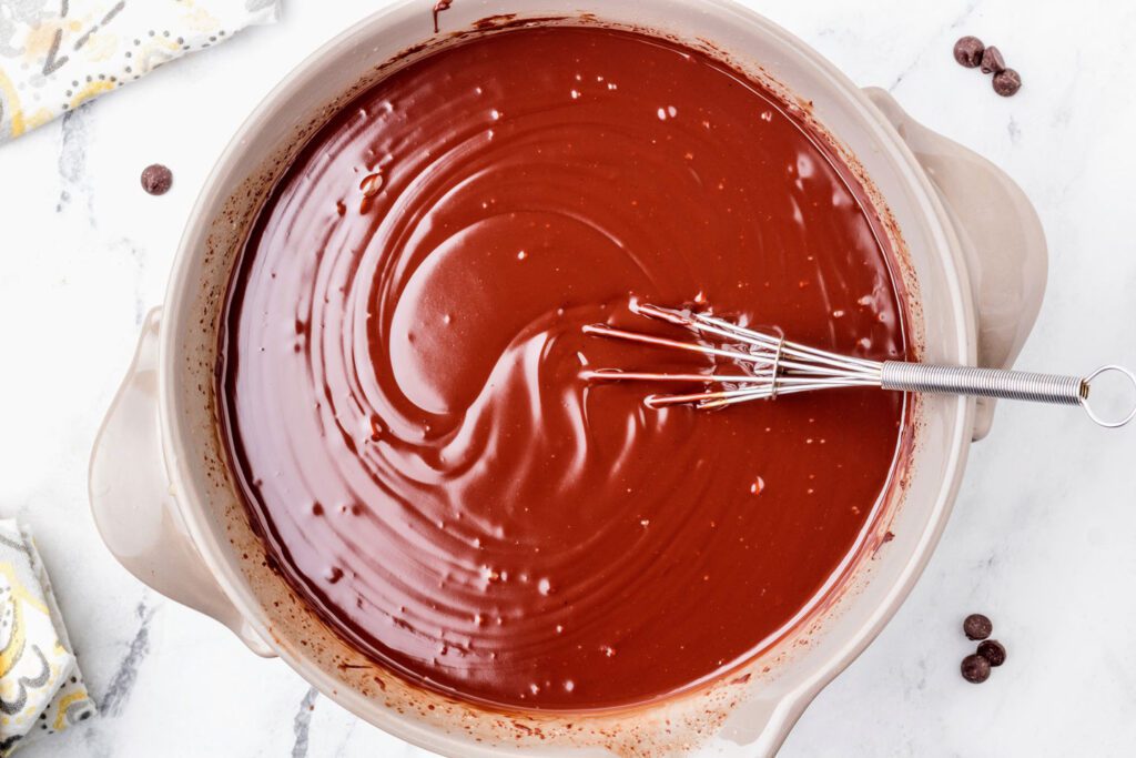 Whisking the chocolate ganache