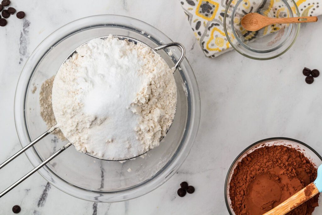 Sifting the dry ingredients