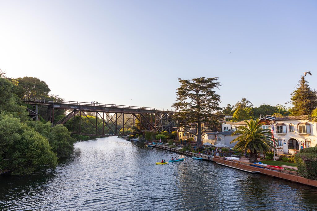 Soquel Creek and the train trestle  in Capitola Village