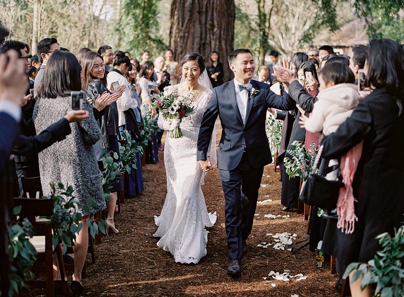A wedding in the redwood grove at Sand Rock Farm