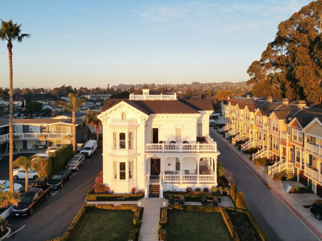 Aerial view of the front of the West Cliff Inn