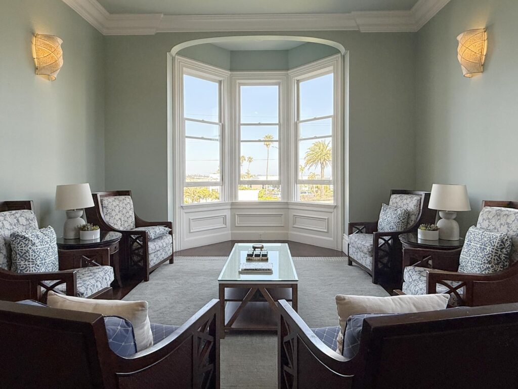 The parlor of the West Cliff Inn