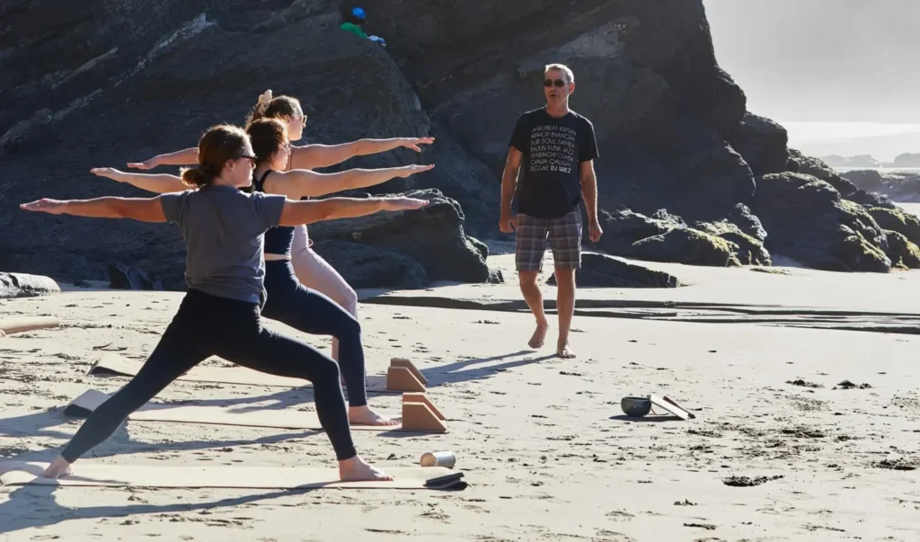 Yoga on the beach at Mar Vista Farm + Cottages