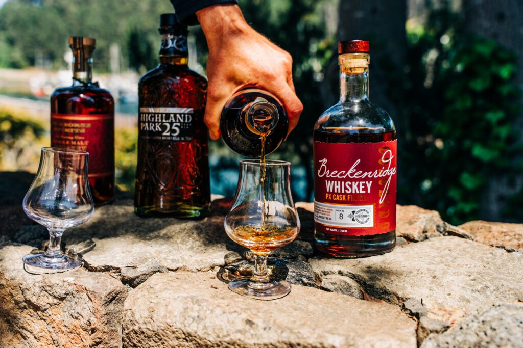 Whiskey flights at Noyo Harbor Inn's HarborView Bistro & Bar